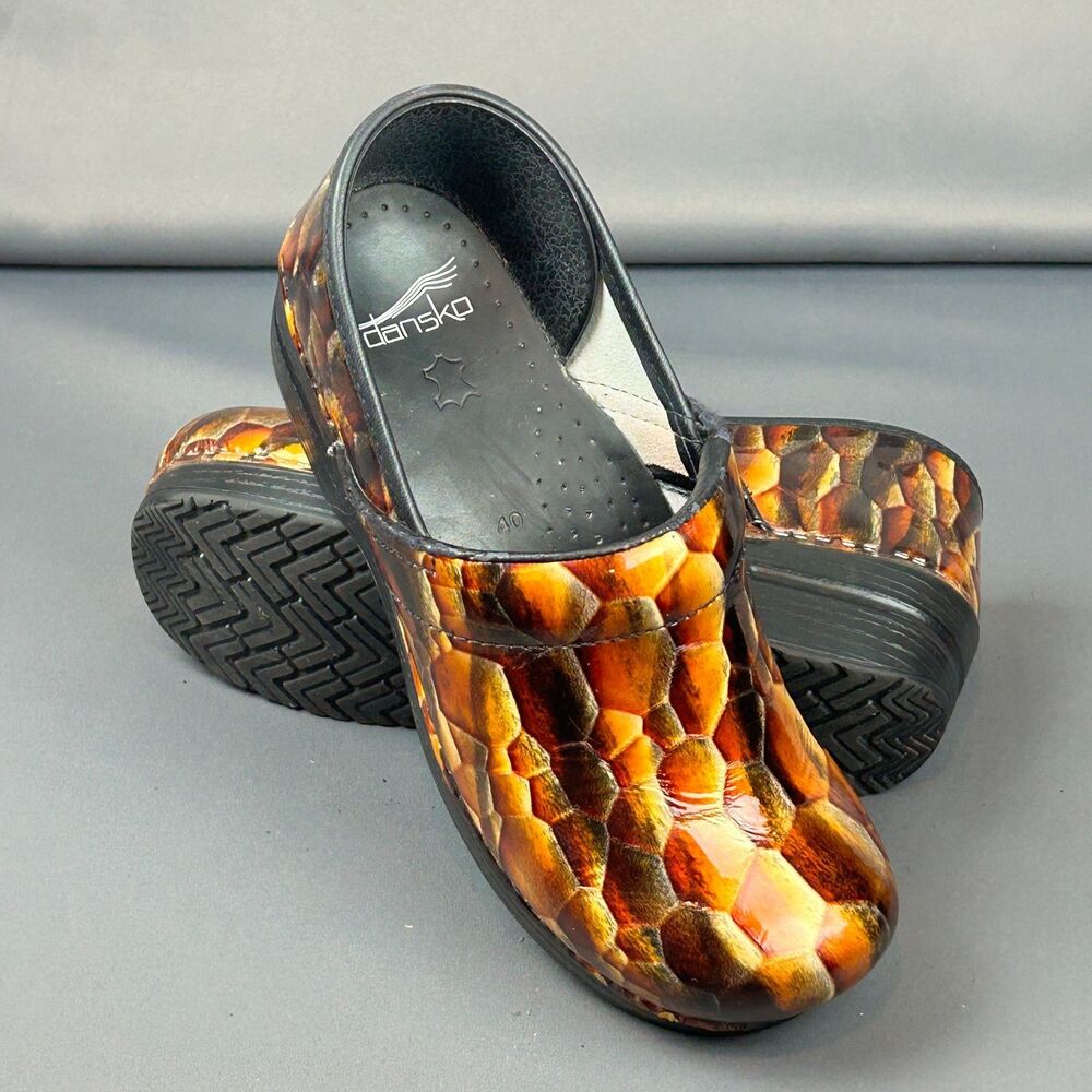 Dansko Professional Tiger Eye Patent Leather Snake Skin Print Clog EU 40 US 10 - Picture 12 of 16
